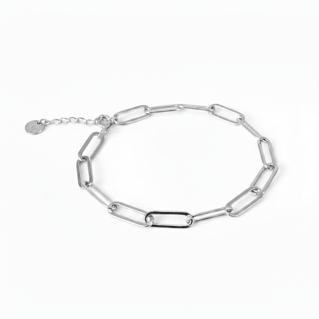 Silver Paperclip Chain Bracelet