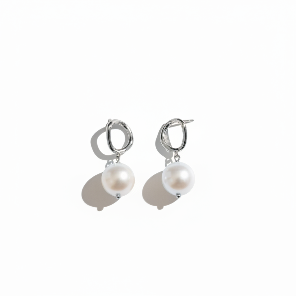 Silver Pearl Drop Earrings