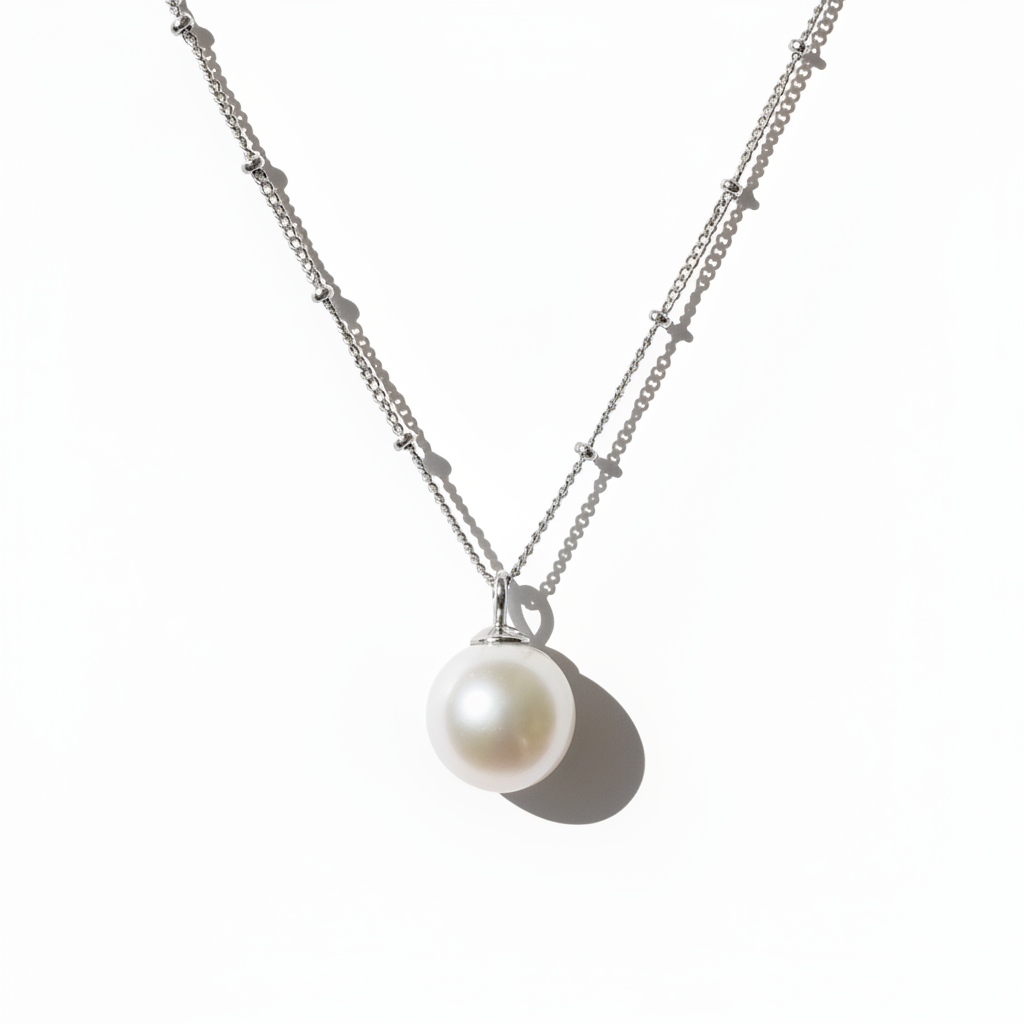 Silver Pearl Pendant Necklace